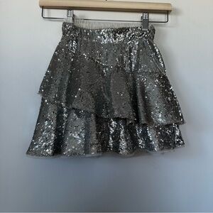Zara Metallic Sequin Skirt Kids Sz 9